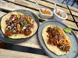 Chorizo tacos   at Veguisima in Mexico City