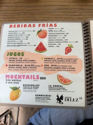 Menu  at Veguisima in Mexico City