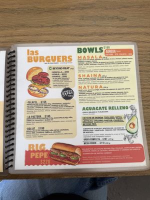 Menu  at Veguisima in Mexico City