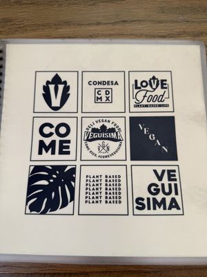 Menu  at Veguisima in Mexico City