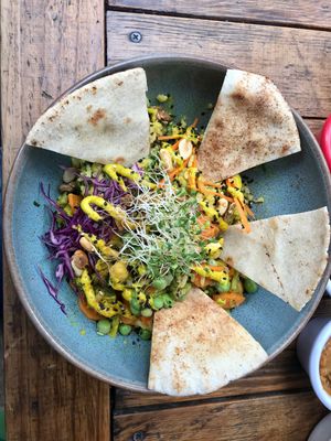Large curry bowl at Veguisima in Mexico City