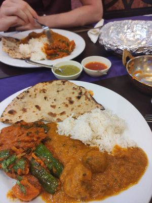 Kofta and aubergine curry, naan, rice at Noori India in Koh Samui