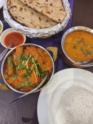 Kofta and aubergine curry, naan, rice at Noori India in Koh Samui