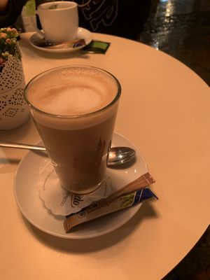vanilla latte with oat milk at Slodki Wentzl in Krakow
