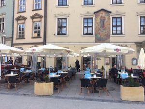 Outside seating at Slodki Wentzl in Krakow