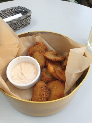 Breaded oyster mushrooms at Veganic in Krakow