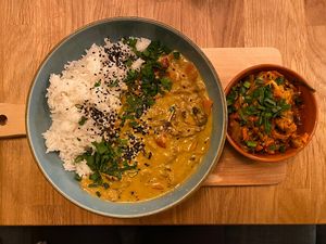 Thai soup with kimchi  at Veganic in Krakow