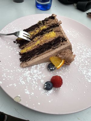 Chocolate orange cake (a bit bland)  at Veganic in Krakow