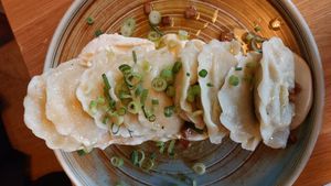 Dumplings with tofu and potatoes at Veganic in Krakow