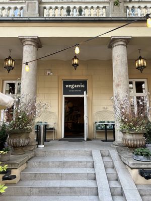Outside the restaurant   at Veganic in Krakow