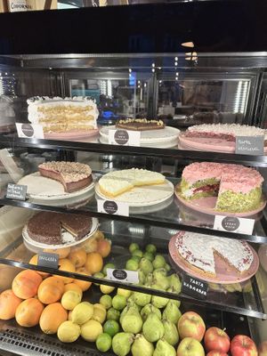 Cake selectionn  at Veganic in Krakow