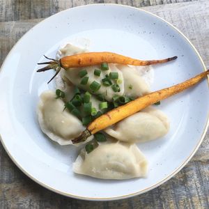 vegan dumplings at Veganic in Krakow
