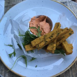 polenta fries at Veganic in Krakow
