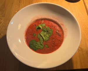 Beetroot soup  at Veganic in Krakow