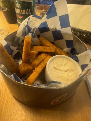 Fried polenta fries   at Veganic in Krakow
