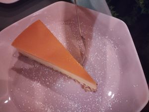 Mango and passion fruit cake at Veganic in Krakow