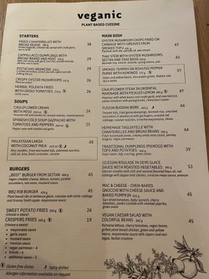 Menu  at Veganic in Krakow