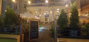 Nice large patio outside at Veganic in Krakow