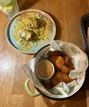 pistachio arancini, oyster shroom nuggets  at Veganic in Krakow