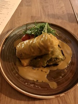 Cabbage rolls with tofu  at Veganic in Krakow