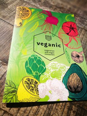 menu cover at Veganic in Krakow