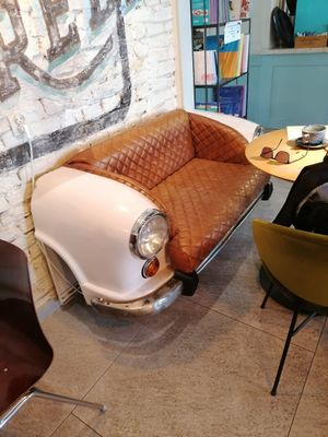 Love this funky seat at Veganic in Krakow