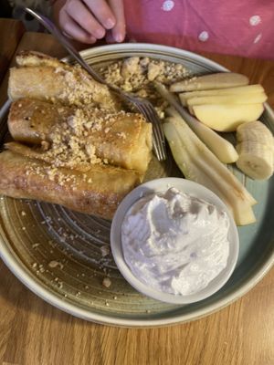 Breakfast pancakes with orange sauce - fluffy and perfect !   at Veganic in Krakow