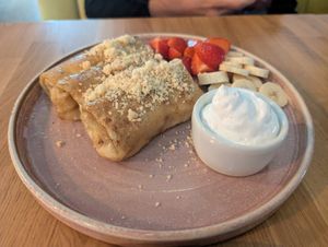 Crepes with tofu almond filling at Veganic in Krakow