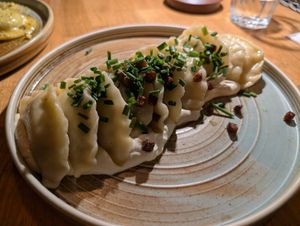 Potato dumplings. Excellent at Veganic in Krakow