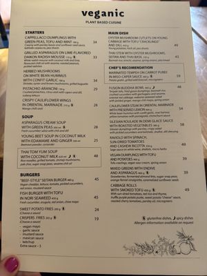 Menu  at Veganic in Krakow