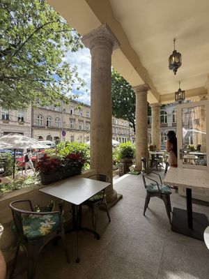 Outside seating  at Veganic in Krakow