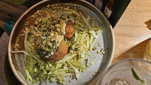 Pistachio arancini at Veganic in Krakow