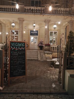 Outside at Veganic in Krakow