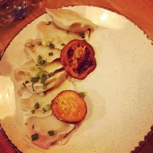 Tofu dumplings at Veganic in Krakow