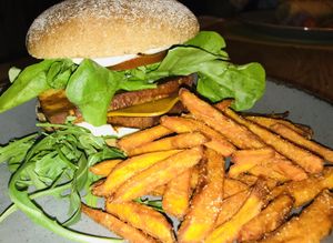 Marinated tofu burger  at Veganic in Krakow