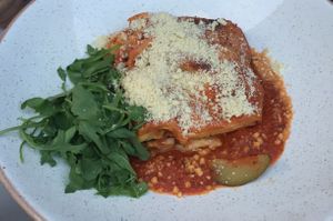 Vegan lasagne at Veganic in Krakow
