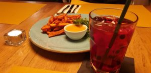 Sweet potatoes fries at Veganic in Krakow