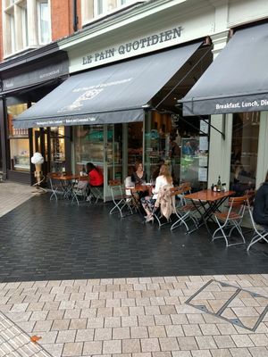 sit in the rain at Le Pain Quotidien - Exhibition Rd in South West London