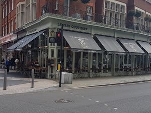 on the corner
 at Le Pain Quotidien - Exhibition Rd in South West London