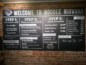 Noodle Nirvana Menu January 2018 at Noodle Nirvana in Berea
