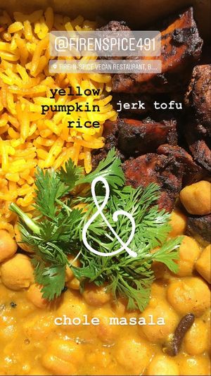 the jerk tofu was so flavorful!  at Fire & Spice Vegan Restaurant - Capitol Ave in Hartford