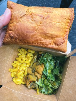 Lentil Jamaican Patty, Mac n Cheese, Curry, Kale  at Fire & Spice Vegan Restaurant - Capitol Ave in Hartford