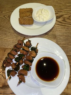 ‘Beef’ sticks and ‘fish’ spring rolls at Minh Chay - Ma May in Hanoi