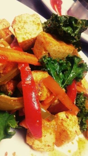 Marinated tofu with vegetables  at El Fogon Verde in Madrid