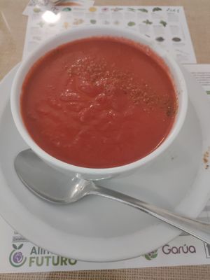 Beetroot and carrot soup 🍲 at El Fogon Verde in Madrid