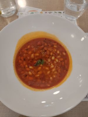 Soybean ans vegan chorizo stew 🍲 at El Fogon Verde in Madrid