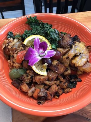 Half "That Wrap," and half roots veggies wrap, in bowl form. Honestly, just okay. at Big Kahunas in Merrimack