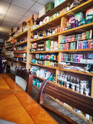 Picture of shelves containing a large assortment of vegan goods to buy at Planetwise & Yoga Studio in Bridlington