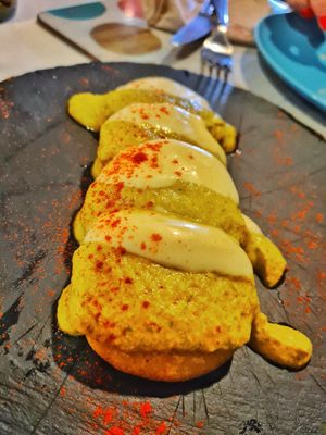 Arepas at Cookaluzka in Madrid