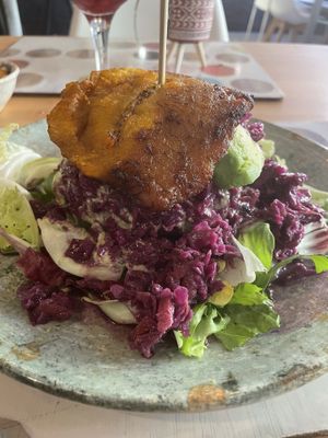 Plátano burger. My favorite   at Cookaluzka in Madrid